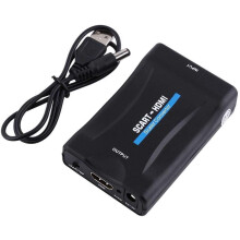 Scart to HDMI Converter, 1080P Scart to HDMI Audio Video Adapter, Black