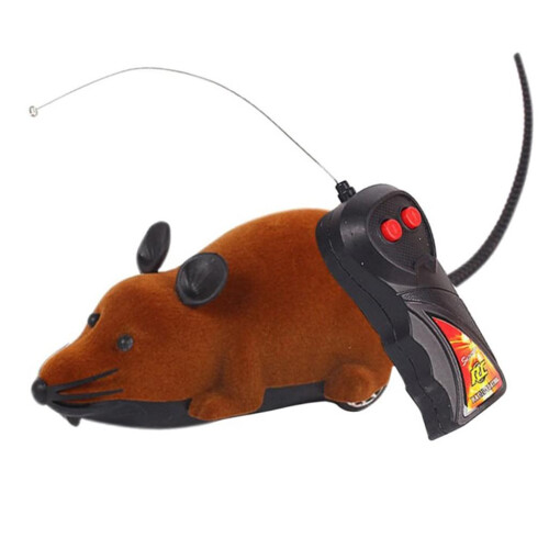 Mini Remote Control Mouse Mice Cat Toy Funny Pranks for Adults Brown