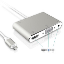 1080p Lightning to HDMI VGA Audio Video Adapter Converter compatible with iPhone