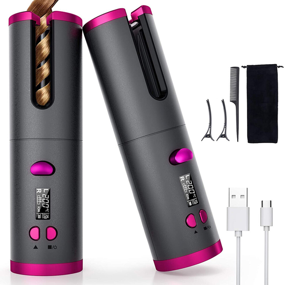 Yohou Cordless Auto Hair Curler, Automatic Curling Iron With Lcd Display