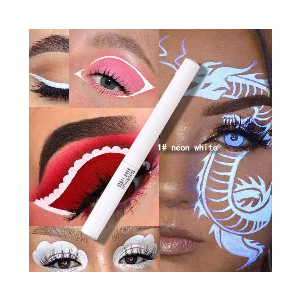 Yohou Neon Eyeliner Set, Luminous Waterproof Long Lasting Fluorescent Eyeliner, White