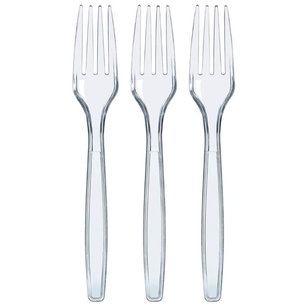 Yohou Heavyweight Clear Plastic Forks - 100 Count, Bpa-Free Disposable Cutlery For Parties & Events