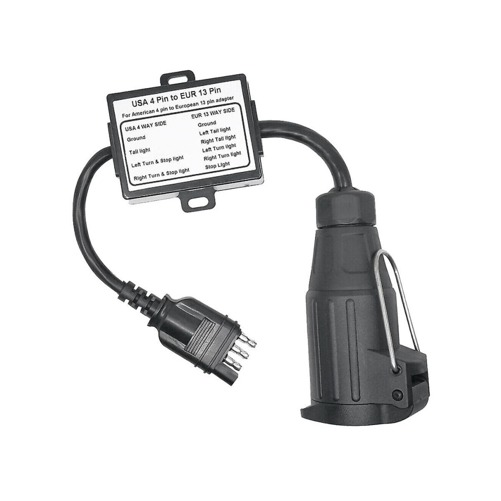 Us To Eu Trailer Light Converter For Us Cars 4-pin Flat Plug Socket To European Trailer 13-pin Roun