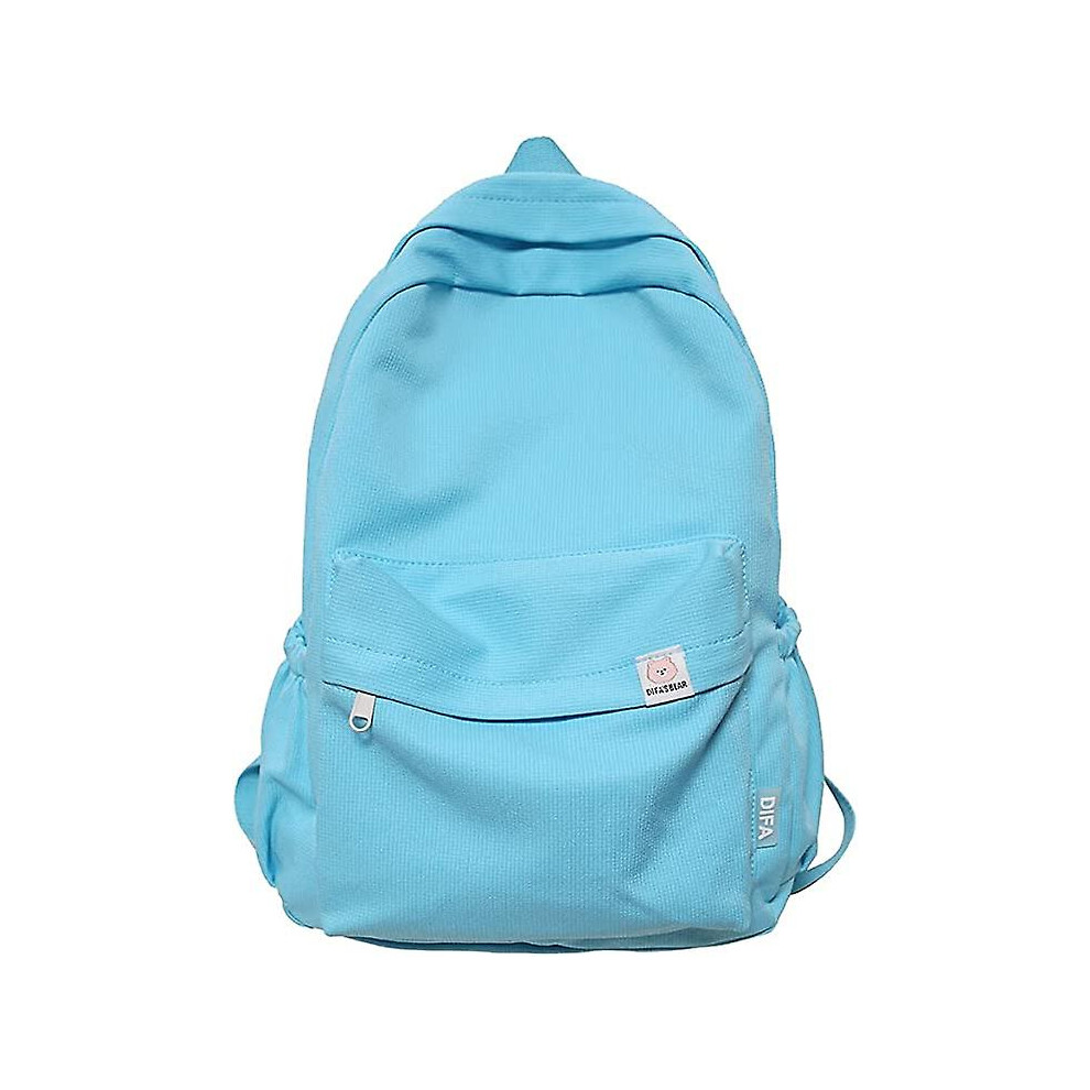 (Blue) Simple Classic Backpack Canvas Leisure School Backpack Teenager Girls Student Large Capacity School Book Bag Casual Backpack Blue