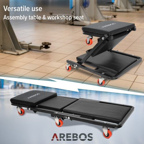 AREBOS AREBOS 2 in 1 Assembly Creeper Workshop Couch Assembly Couch Workshop Stool 150kg 2