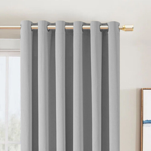 (Silver, 66" width x 90" drop - 168cm width x 228cm drop.) Thermal Blackout Plain Eyelet Ring Top Curtains 2