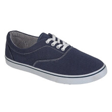 (UK Size 10) Dek M676C Men's Canvas 4 Eye Padded Collar Casual Deck Shoes Trainers