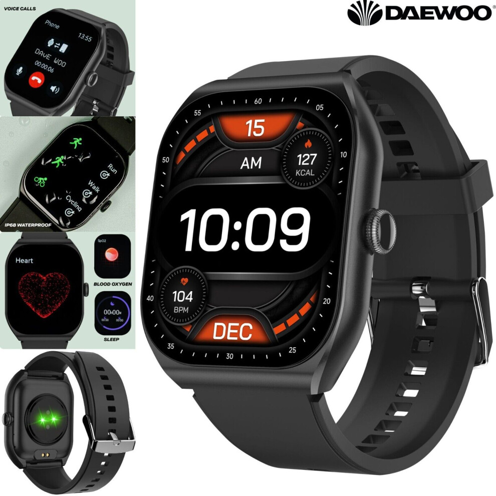 Daewoo Active Smart Watch Fitness Tracker w Voice Call Heart Rate Sleep Monitor for iOS Android