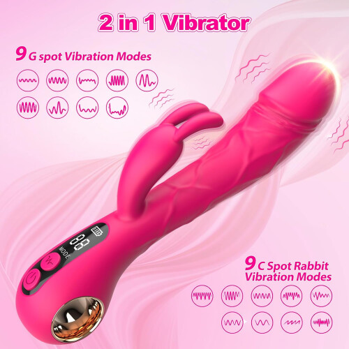 Powerful Dual Motor Rabbit Vibrator with LED Display - 9 Modes