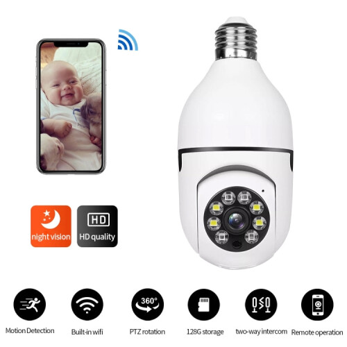 A6 2MP HD Light Bulb WiFi Camera Support Motion Detection/Two-way Audio/Night Vision/TF Card 2