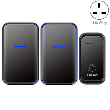 CACAZI A68-2 One to Two Wireless Remote Control Electronic Doorbell Home Smart Digital Wireless Doorbell, Style:UK Plug(Black)