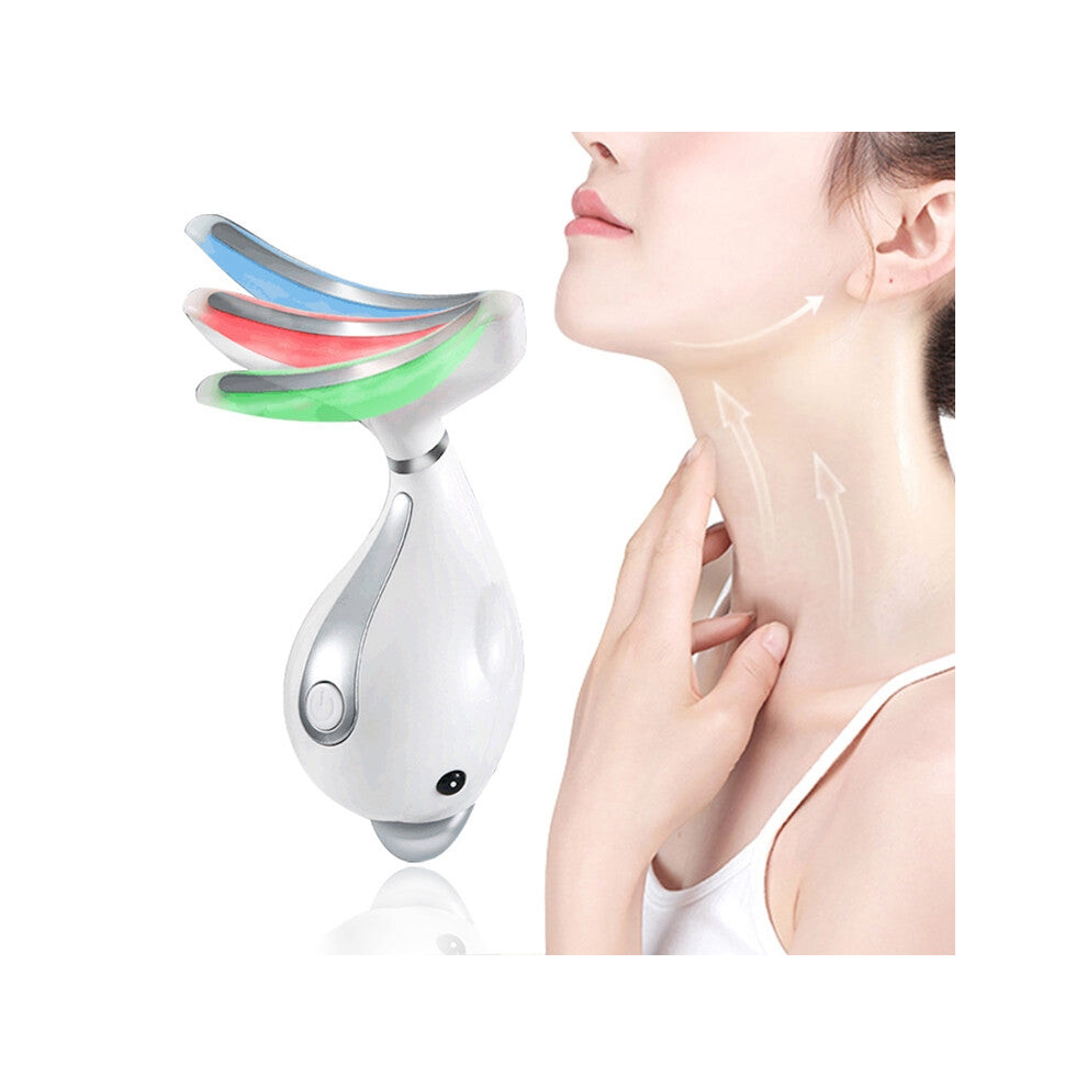 Deal Or No Deal Electric Dolphin Neck Massager Wrinkle Removal Handheld Vibration Neck Face Massage Beauty Instrument Tool(Pearl White)