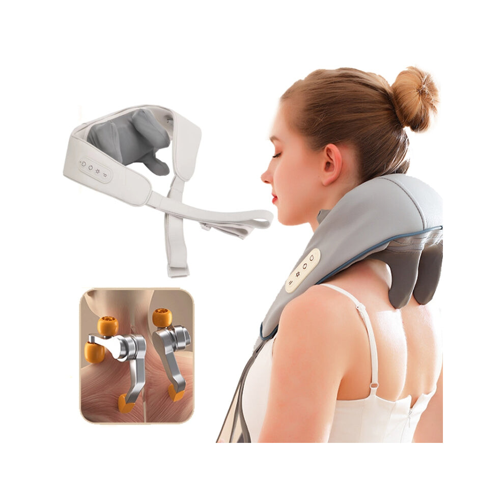 Electric Neck And Shoulder Massager Shiatsu Back Neck Massager With Heat(White)