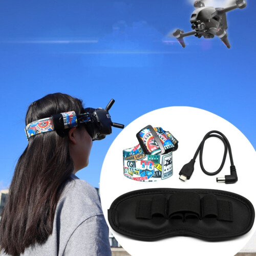 Flight Video Glasses Graffiti Color Headband Fixed Strap For DJI FPV Goggles V2 Strap + Power Line + Pad 1