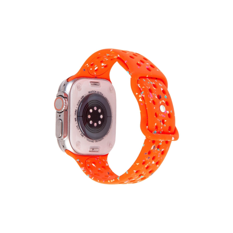 Photos - Watch Strap For Apple Watch SE 44mm Jelly Color Dots Liquid Silicone Watch Band 2023(Orange)