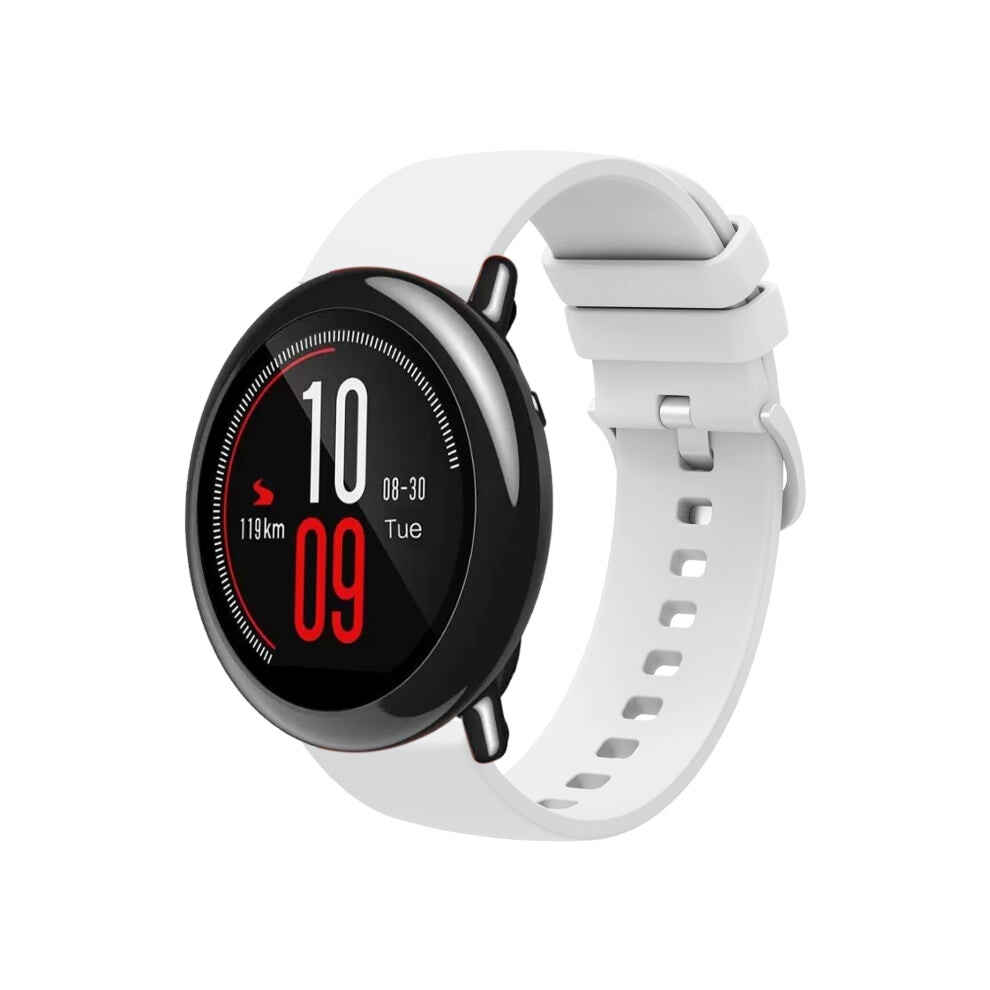For Amazfit Pace 22Mm Solid Color Soft Silicone Watch Band(White) White 8431283427819