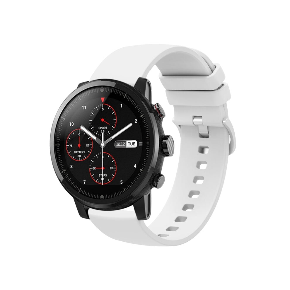 For Amazfit Stratos 22Mm Solid Color Soft Silicone Watch Band(White) White 4051245229806