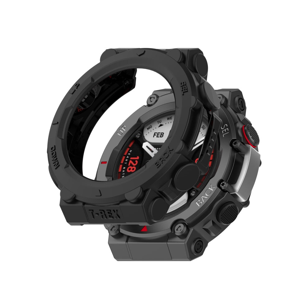 For Amazfit T-Rex 2 Armor Hollow Tpu Watch Case(Black) Black 8435397113903