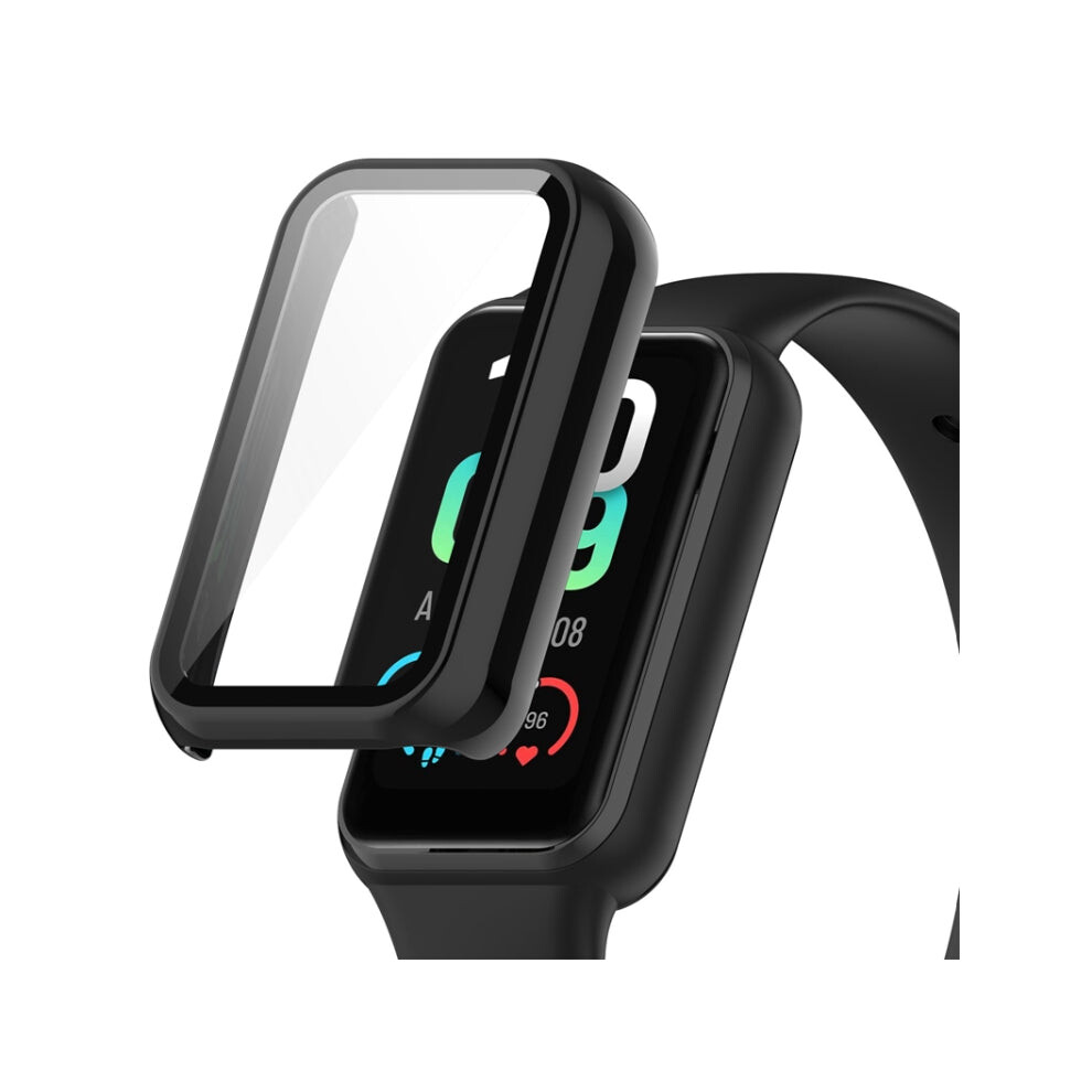 For Amazfit Band 7 Pc + Tempered Glass Integrated Protective Watch Case(Black) Black 8431777725209