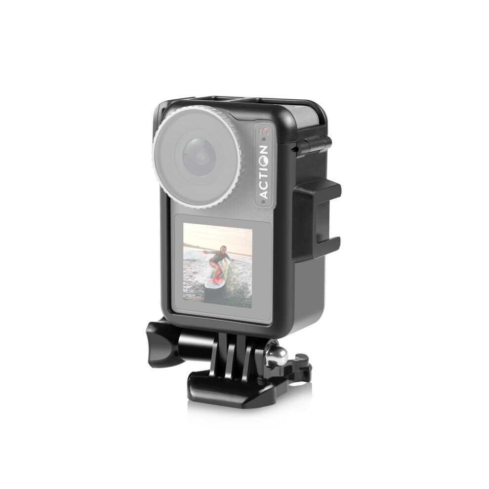 For DJI Osmo Action 4 / 3 PULUZ Vertical Plastic Protective Frame Cage with Cold Shoes (Black)