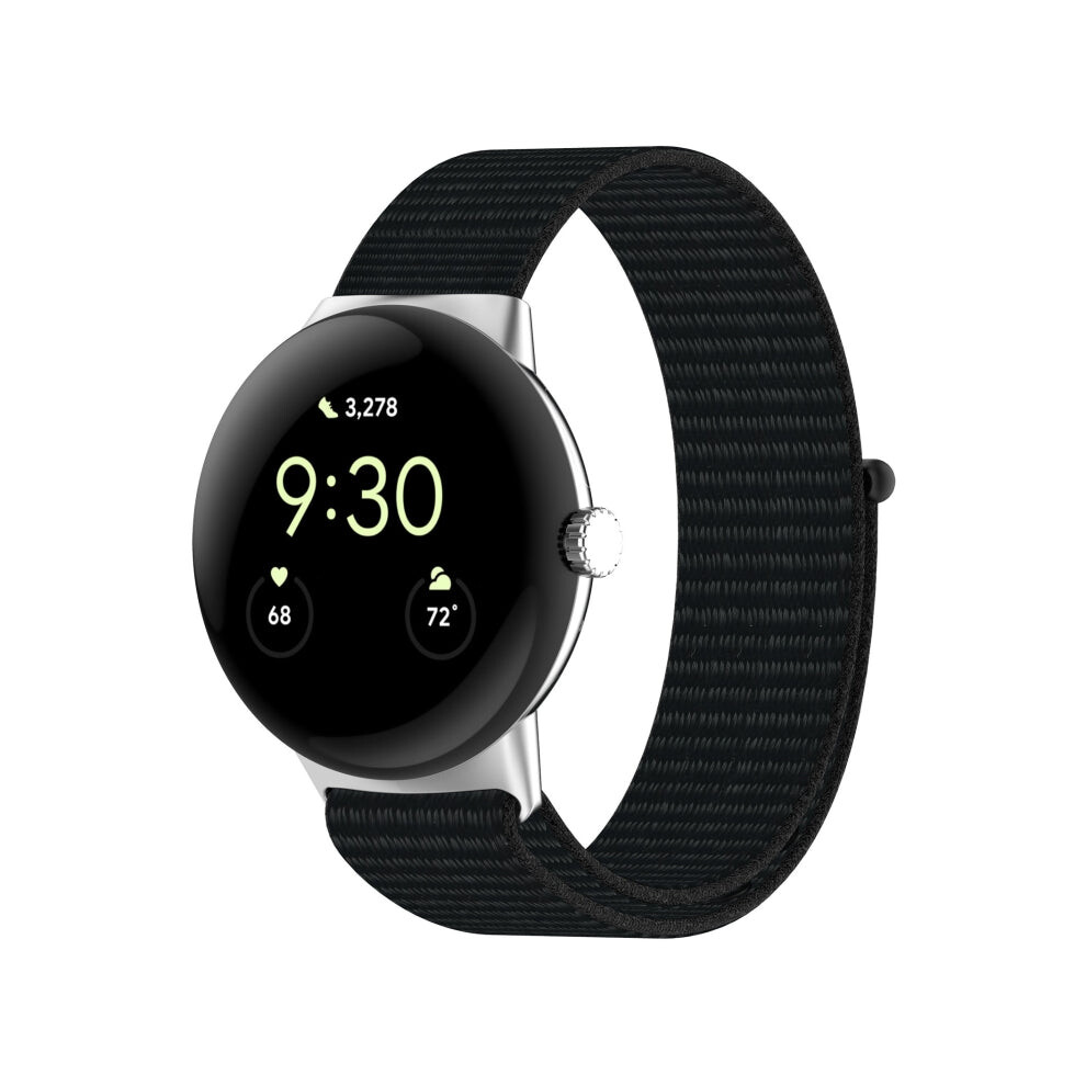 For Google Pixel Watch 2 Nylon Braided Watch Band(Black) Black 8431777781670