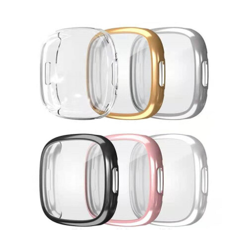 For Fitbit Versa 4 / Sense 2 Electroplating Full Coverage TPU Watch Case(Black) 2