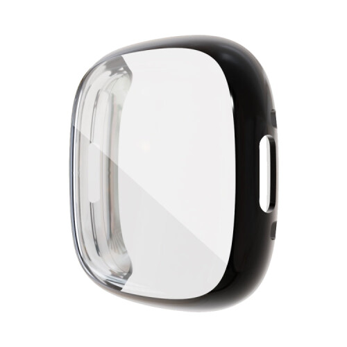 For Fitbit Versa 4 / Sense 2 Electroplating Full Coverage TPU Watch Case(Black) 1