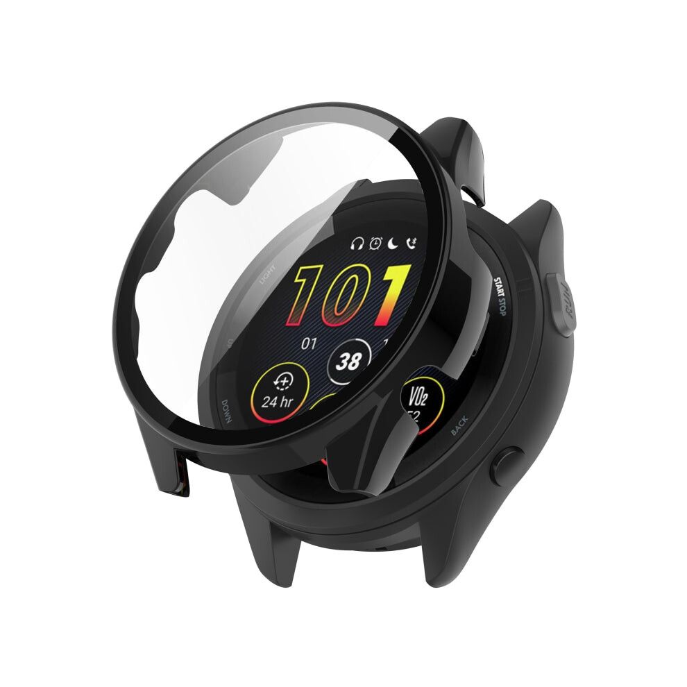 Thomas Sabo For Garmin Forerunner 265S Pc + Tempered Glass Film Integrated Watch Protective Case(Black) Black