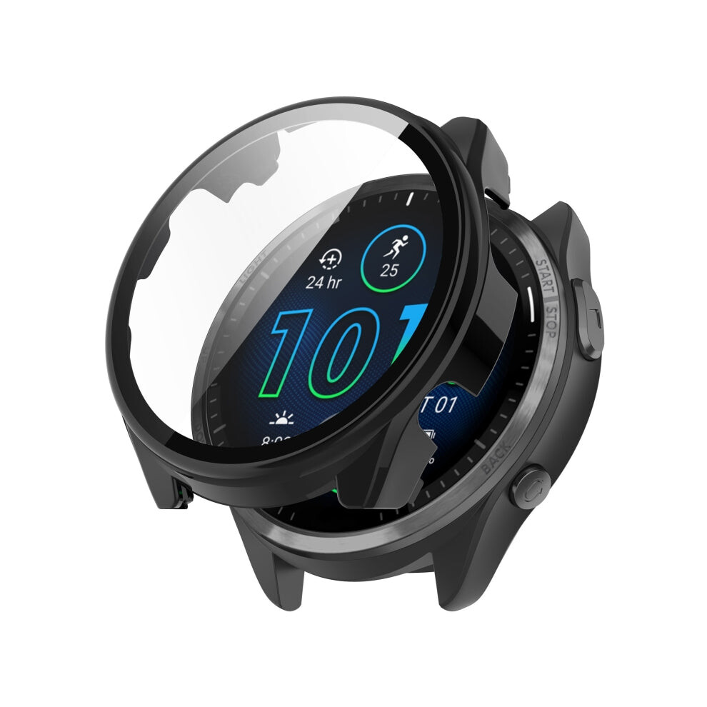 For Garmin Forerunner 965 Pc + Toughened Film Integrated Watch Protective Case(Black) Black 664689671298