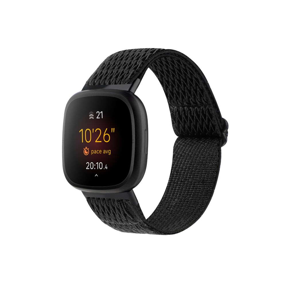For Fitbit Versa 4 / Sense 2 Universal Wave Nylon Watch Band(Black) Black 8055341031895