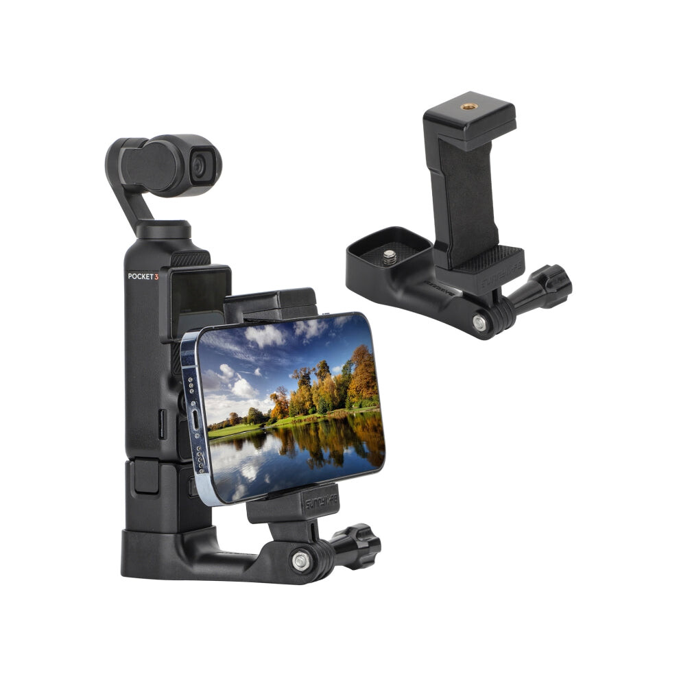 For DJI OSMO Pocket 3 Sunnylife Front Phone Holder Mount Handheld Tripod Expansion Brackets (Black)