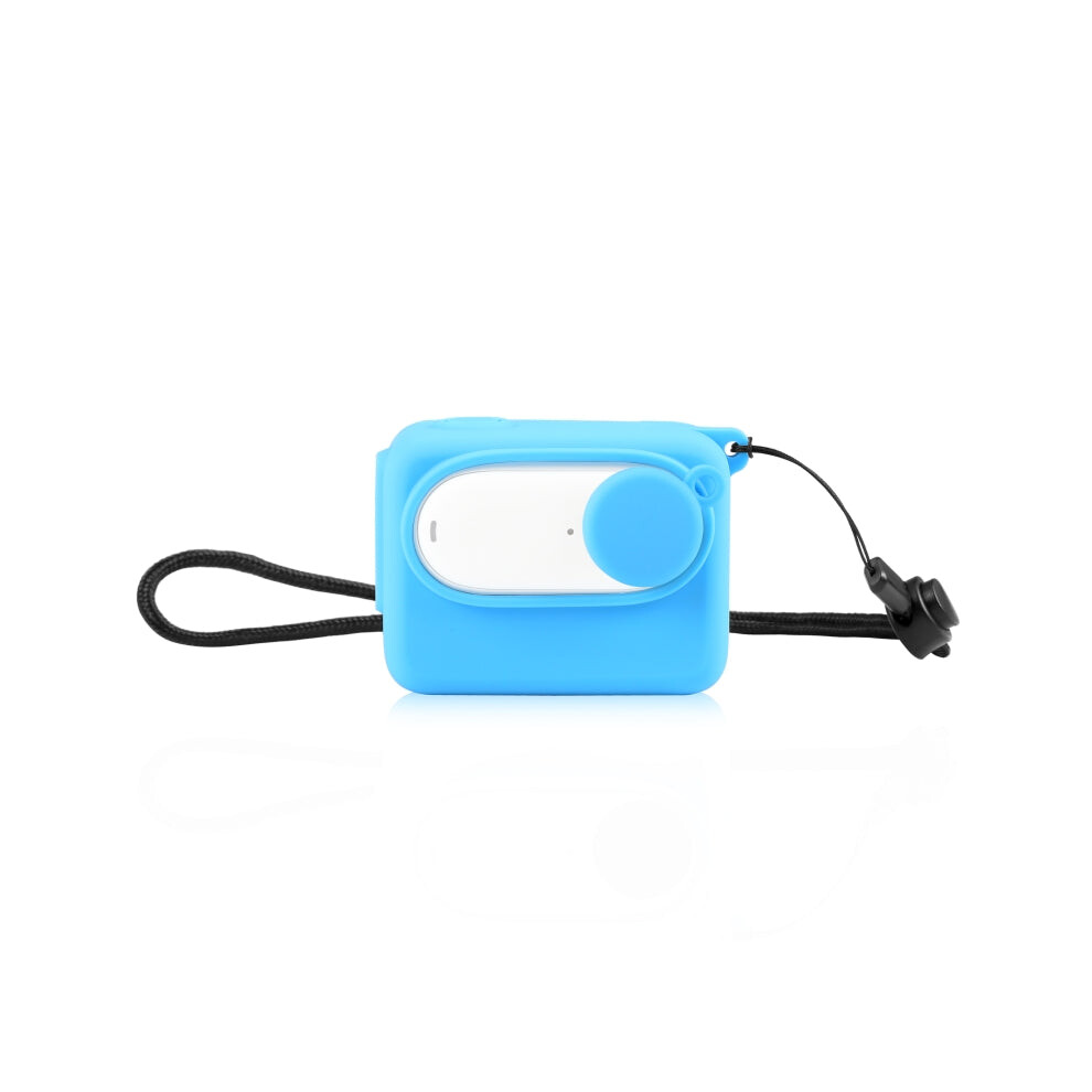 For Insta360 Go 3 Puluz Camera Charging Case Silicone Case With Lens Cap & Strap (Blue) Blue 664689955336