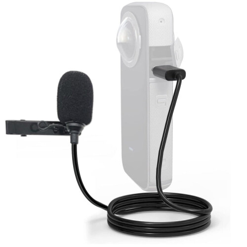 For Insta360 ONE X2 Lavalier Clip Type-C Recording Microphone (Black) 1