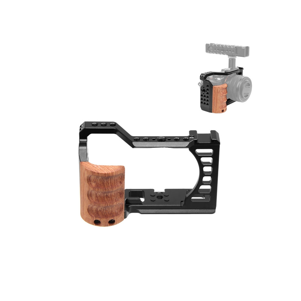 For Sony Alpha 7C / Ilce-7C / A7c Puluz Wood Handle Metal Camera Cage Stabilizer Rig 7613351068464