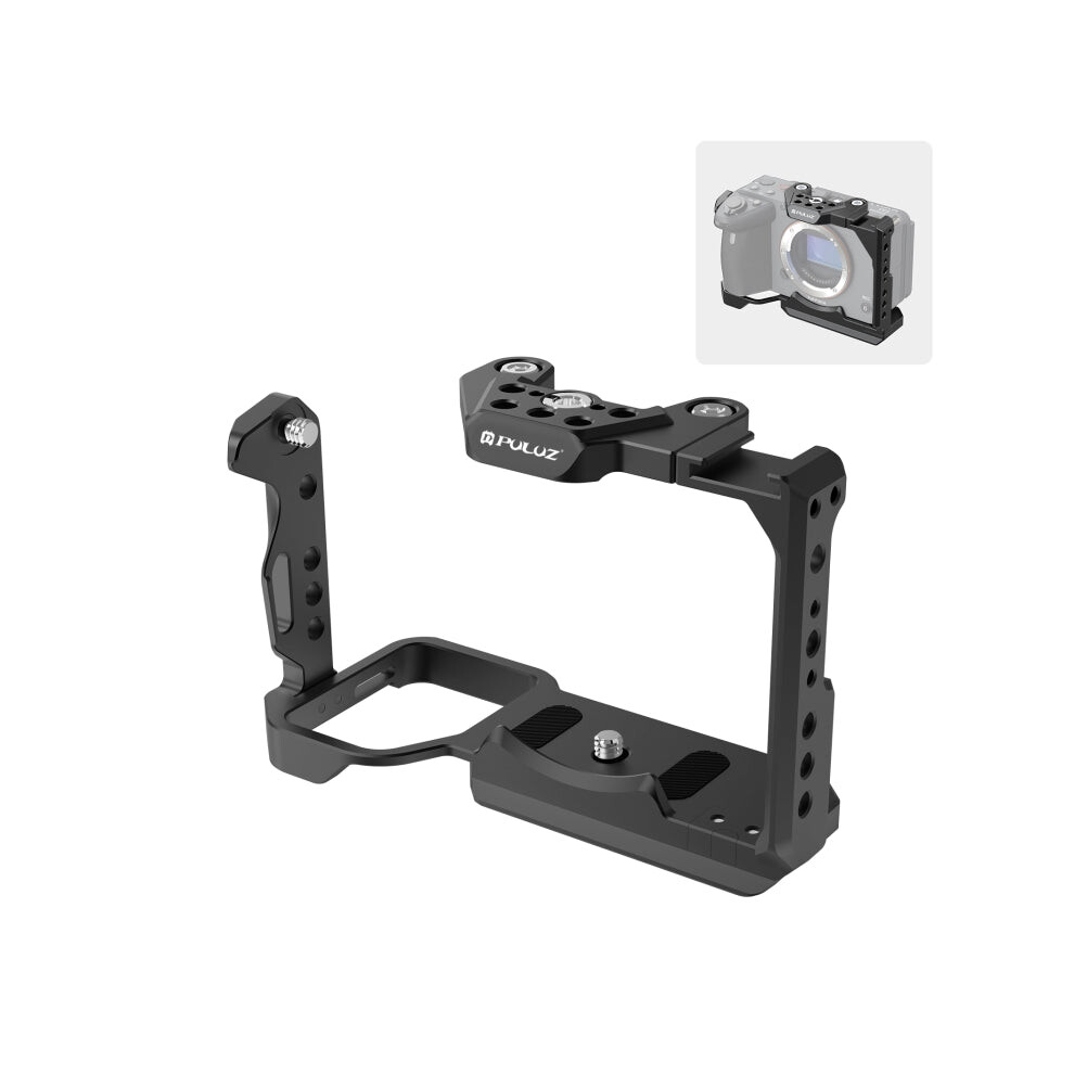 PULUZ Metal Cage Stabilizer Rig for Sony ILME-FX30/FX3 with NOTA Top Slider (Black) - Modular Cage, ARRI Top Handle, Multiple Mounts, Arca QR Plate