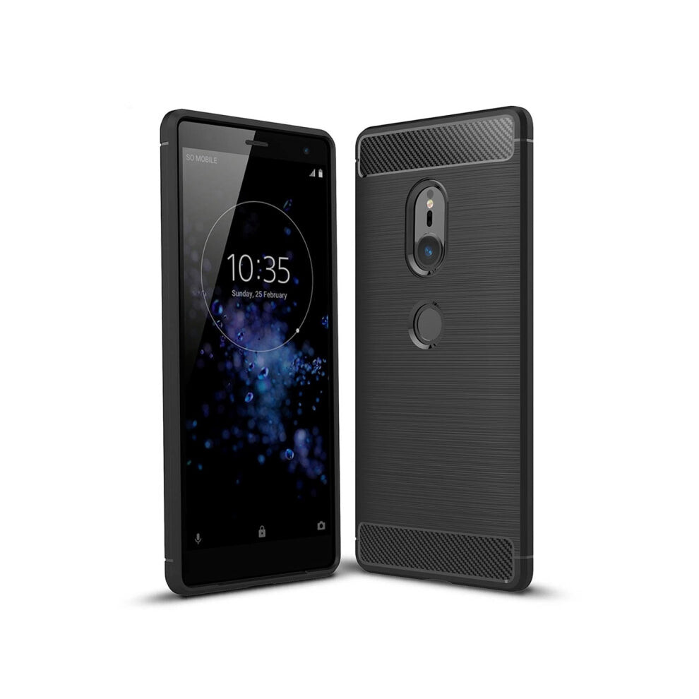 For Sony Xperia Xz2 Brushed Texture Carbon Fiber Shockproof Tpu Protective Back Case(Black) Black 8431777757101