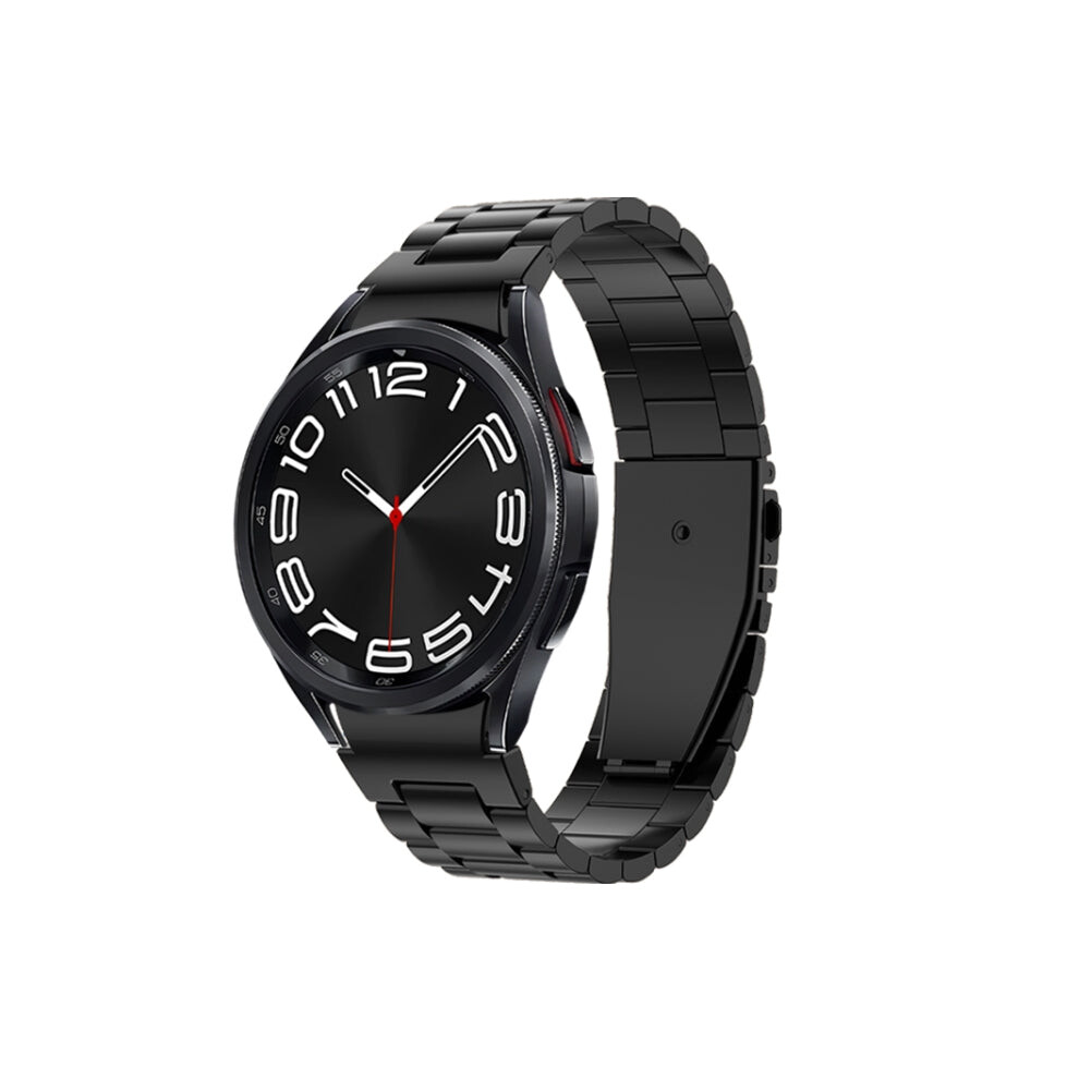 Photos - Watch Strap For Samsung Galaxy Watch 6 Three Strains Metal Watch Band(Black)