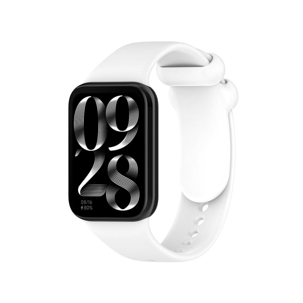 Photos - Watch Strap For Xiaomi Mi Band 8 Pro Solid Color Black Buckle Silicone Watch Band(White)