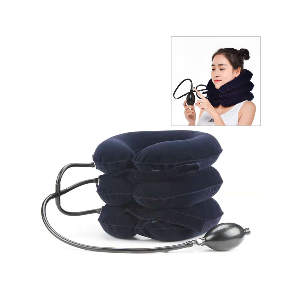 Deal Or No Deal Black Household Full Cashmere Cervical Traction Instrument Neck Protection Inflatable Cervical Spine Massage Instrument (Black)