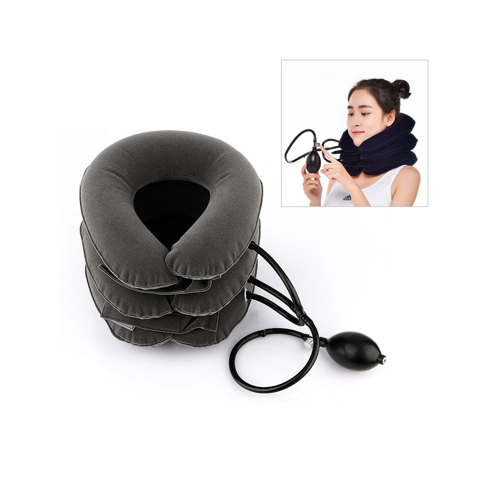 Deal Or No Deal Grey Household Full Cashmere Cervical Traction Instrument Neck Protection Inflatable Cervical Spine Massage Instrument (Grey)