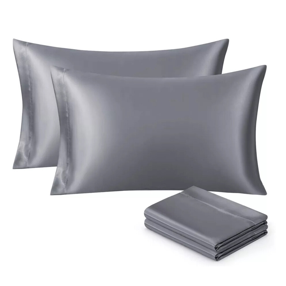 (Grey Pillowcase 2-Pack) Satin Silk Pillowcase For Hair Pack of 1, 2 & 4