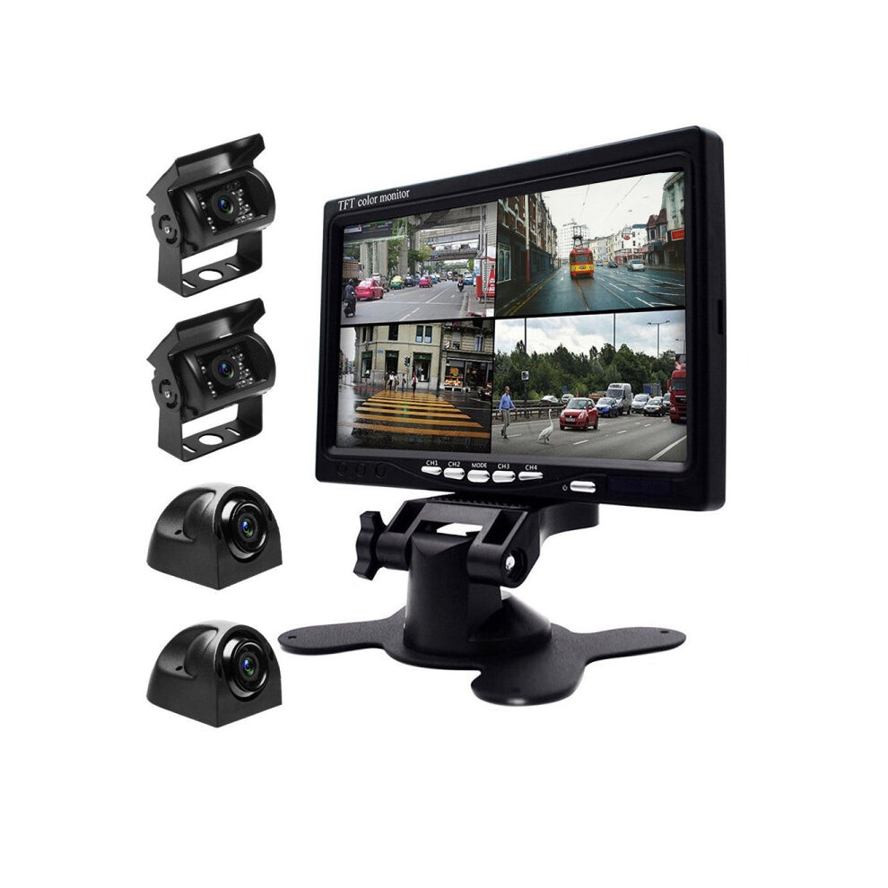 K0164 7 Inch Hd Car 18 Ir Night Vision Rear View Backup Four Cameras Rearview Monitor 7350087962023