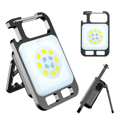 Key Chain Light Magnetic Suction Work Light Rechargeable Flashlight For Outdoor Camping(White) 2
