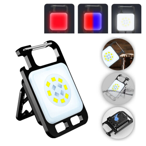 Key Chain Light Magnetic Suction Work Light Rechargeable Flashlight For Outdoor Camping(White) 1