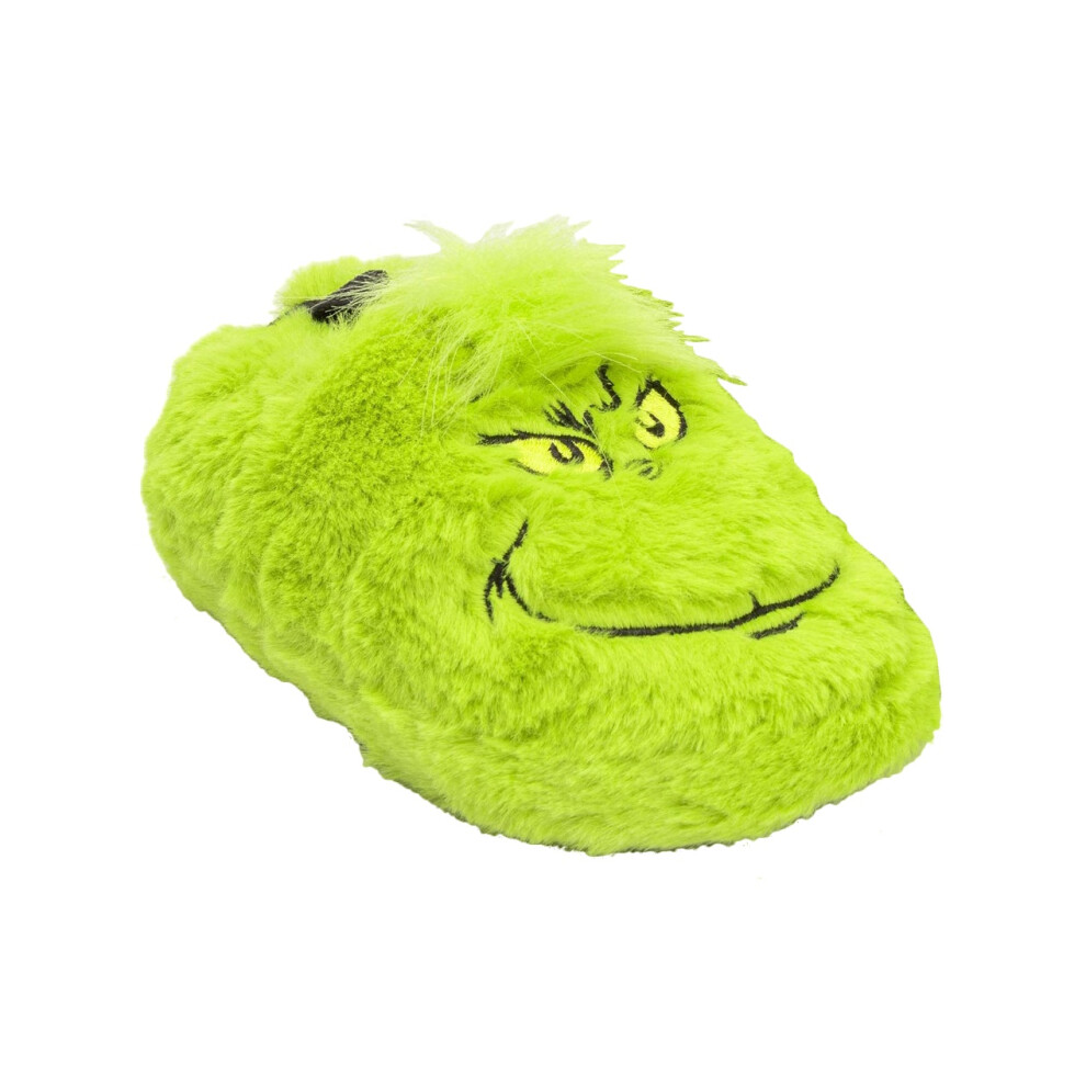 (1 UK-2 UK, Neon Green/Black) The Grinch Childrens/Kids Soft Slippers