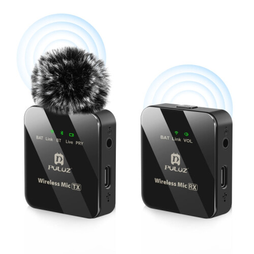 PULUZ 1 TX + 1 RX Wireless Lavalier Microphone (Black) 1