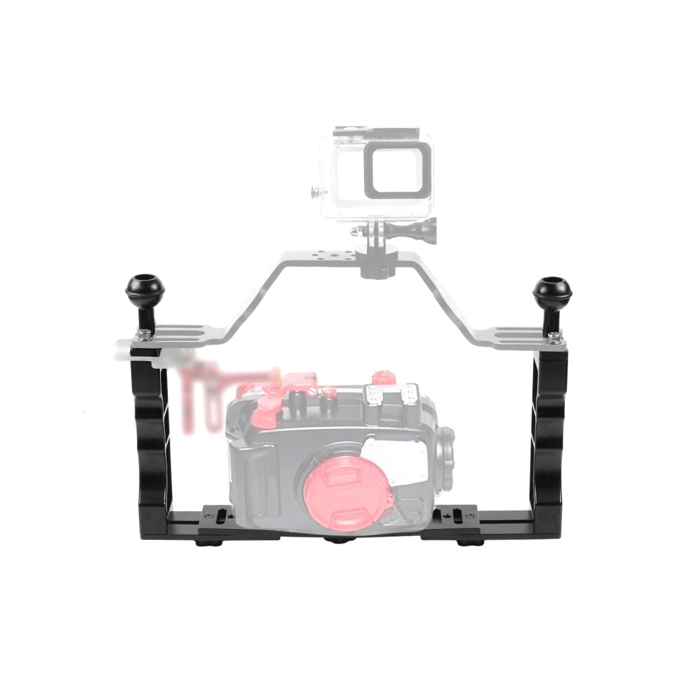 Puluz Adjustable Diving Dual Hand-Held Cnc Aluminum Lamp Arm Holder For Diving Underwater Photography System, Upgrade Version 190605007921