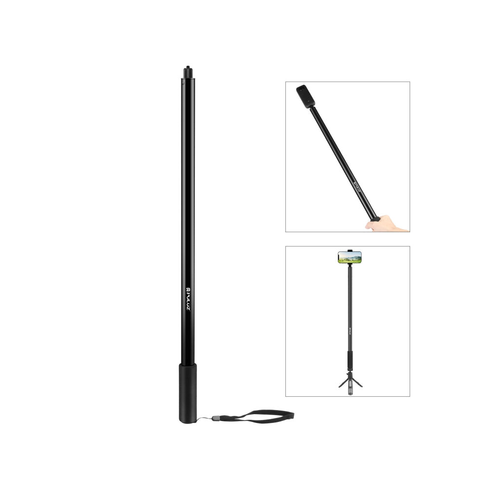 Puluz 3M Metal Selfie Stick Monopod For Insta360 One Rs / X2 / X3 / X4 (Black) Black