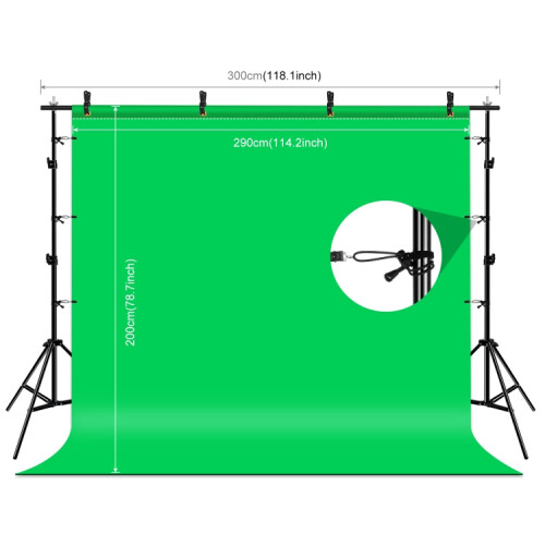 PULUZ 2.9x2m Photo Studio Background Support Stand Backdrop Crossbar Bracket Kit with Red / Blue / Green Polyester Backdrops 2