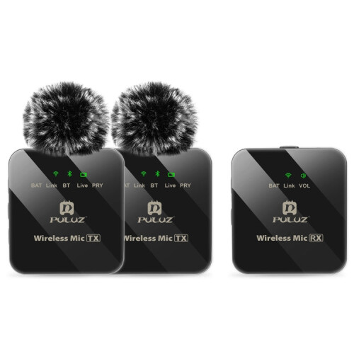 PULUZ 2 TX + 1 RX Wireless Lavalier Microphone (Black) 2